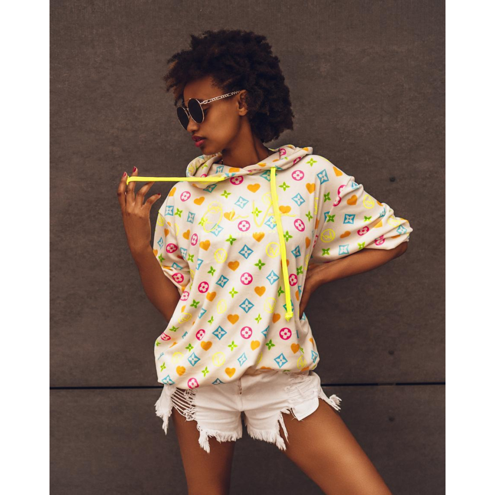 BLUZA NEON PRINT ECRU