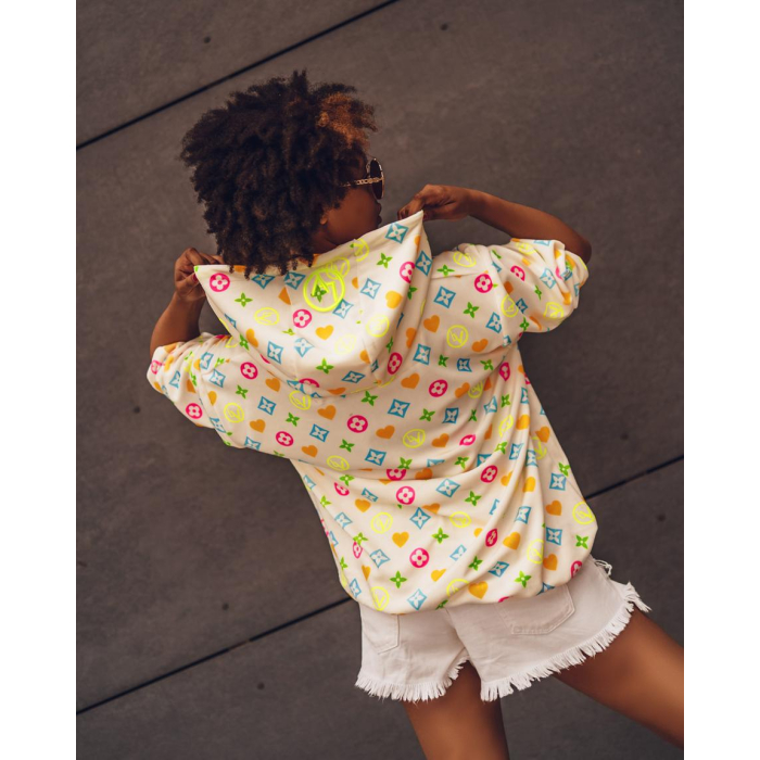 BLUZA NEON PRINT ECRU