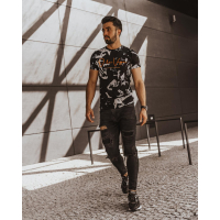 BLUZKA T-SHIRT PAINT AUTUMN MAN BLACK-WHITE