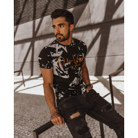 BLUZKA T-SHIRT PAINT AUTUMN MAN BLACK-WHITE