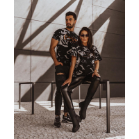 BLUZKA T-SHIRT PAINT AUTUMN MAN BLACK-WHITE