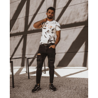 BLUZKA T-SHIRT PAINT AUTUMN MAN ECRU-BLACK