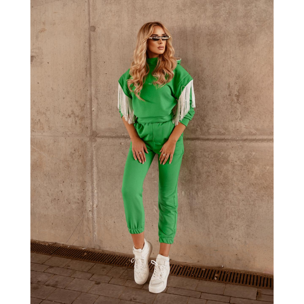 KOMPLET DRES CASUAL FRINGE GREEN