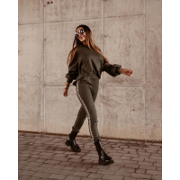 KOMPLET DRES SILVER GOLD STRIPE KHAKI