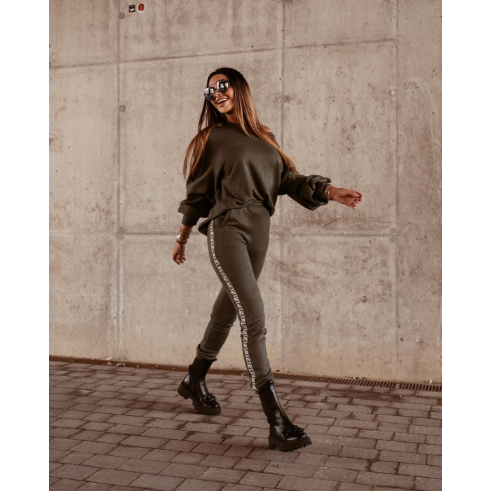 KOMPLET DRES SILVER GOLD STRIPE KHAKI