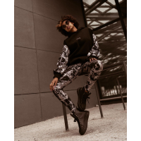 SPODNIE LEGGINSY METALIC SNAKE BLACK-SILVER