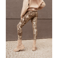 SPODNIE LEGGINSY METALIC SNAKE KHAKI-GOLD