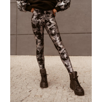 SPODNIE LEGGINSY METALIC SNAKE BLACK-SILVER