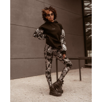 SPODNIE LEGGINSY METALIC SNAKE BLACK-SILVER