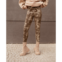 SPODNIE LEGGINSY METALIC SNAKE KHAKI-GOLD