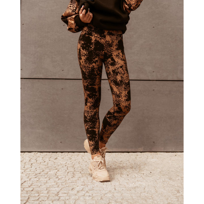 SPODNIE LEGGINSY METALIC SNAKE CZARNO-MIEDZIANY