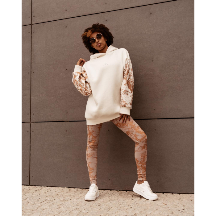 SPODNIE LEGGINSY METALIC SNAKE BEŻ-MIEDZ