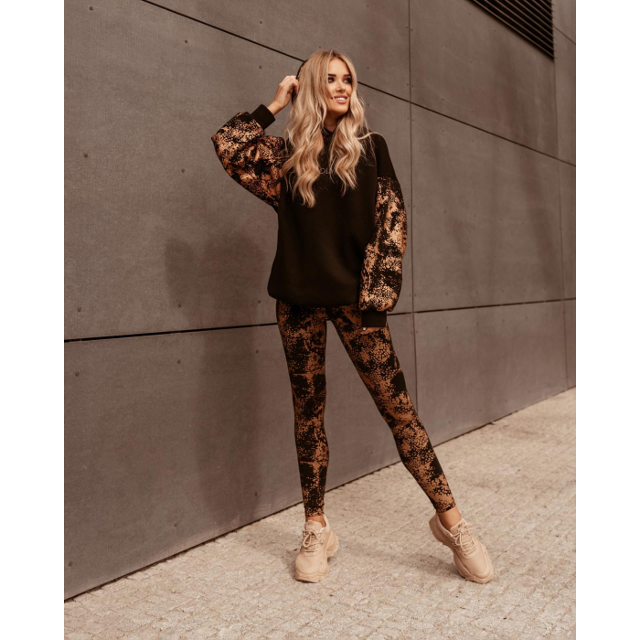 SPODNIE LEGGINSY METALIC SNAKE CZARNO-MIEDZIANY