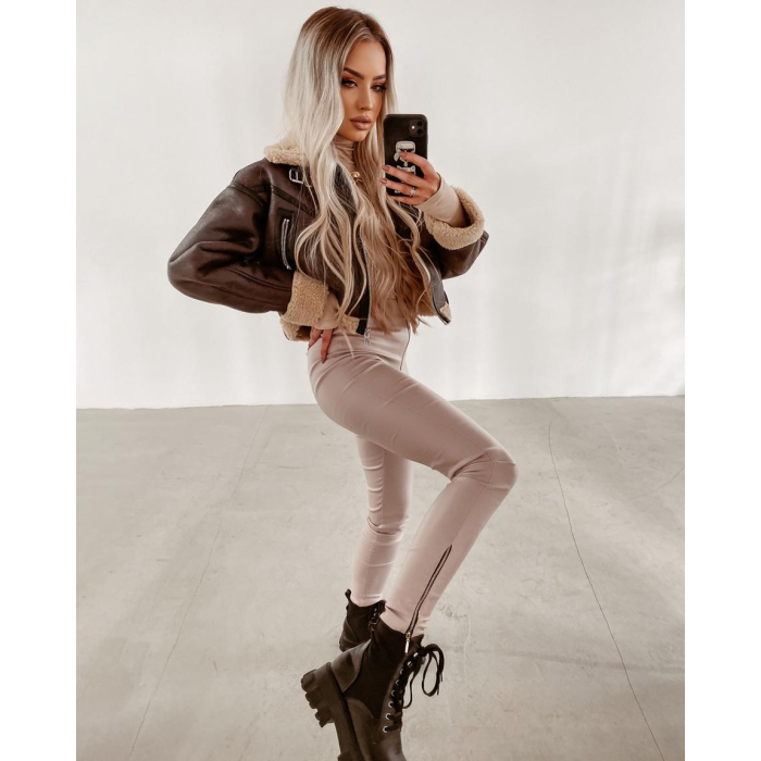 SPODNIE NICE ZIPPERS BEŻ