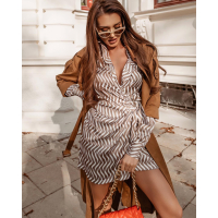 SUKIENKA CLASSIC EVENING KHAKI-ECRU
