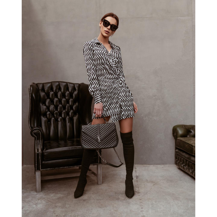 SUKIENKA CLASSIC EVENING BLACK-ECRU