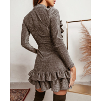 SUKIENKA FRILLY DRESS DARK SILVER