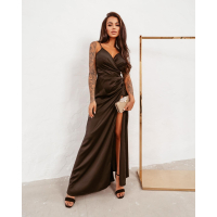 SUKIENKA LONG SATIN BLACK