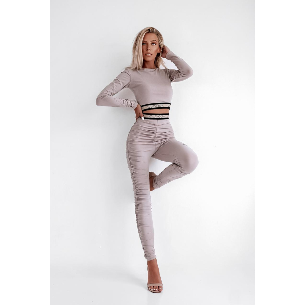 KOMPLET DRES GLITTER STRIPE BEŻ