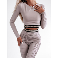 KOMPLET DRES GLITTER STRIPE BEŻ