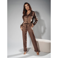 PIŻAMA DAMSKIA SATYNOWA CHIC SATIN BROWN