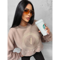 BLUZA BAWEŁNIANA OVERSIZE ZE ZŁOTYM HAFTEM OLAVOGA LAILA DARK BEIGE