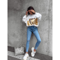 BLUZA BAWEŁNIANA OVERSIZE ZE ZŁOTYM LOGO VARIS ECRU