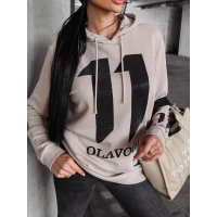 BLUZA BAWEŁNIANA UNISEX Z KAPTUREM 11 CEKINOWA OLAVOGA NUKUS BEIGE