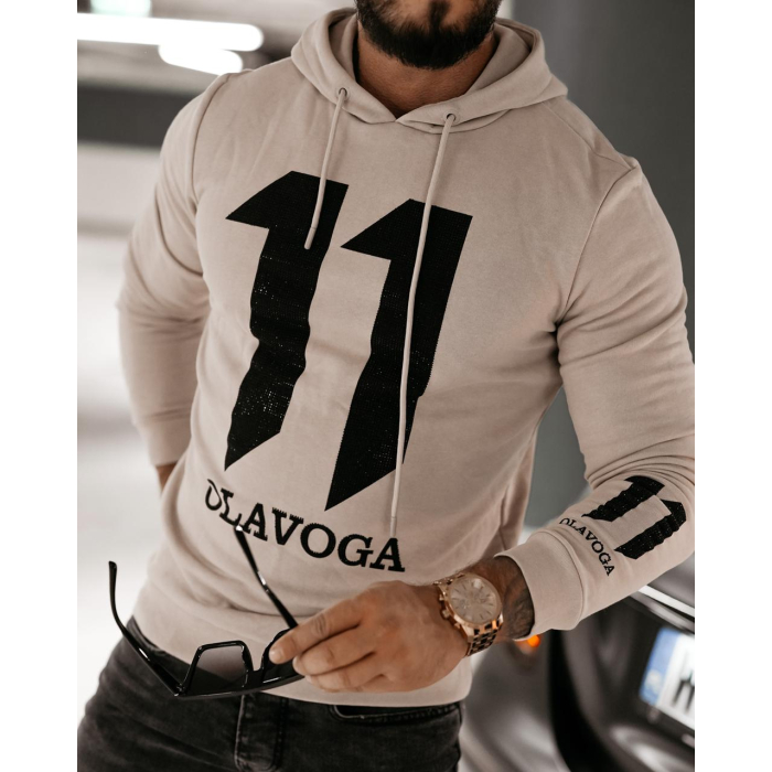 BLUZA BAWEŁNIANA UNISEX Z KAPTUREM 11 CEKINOWA OLAVOGA NUKUS BEIGE