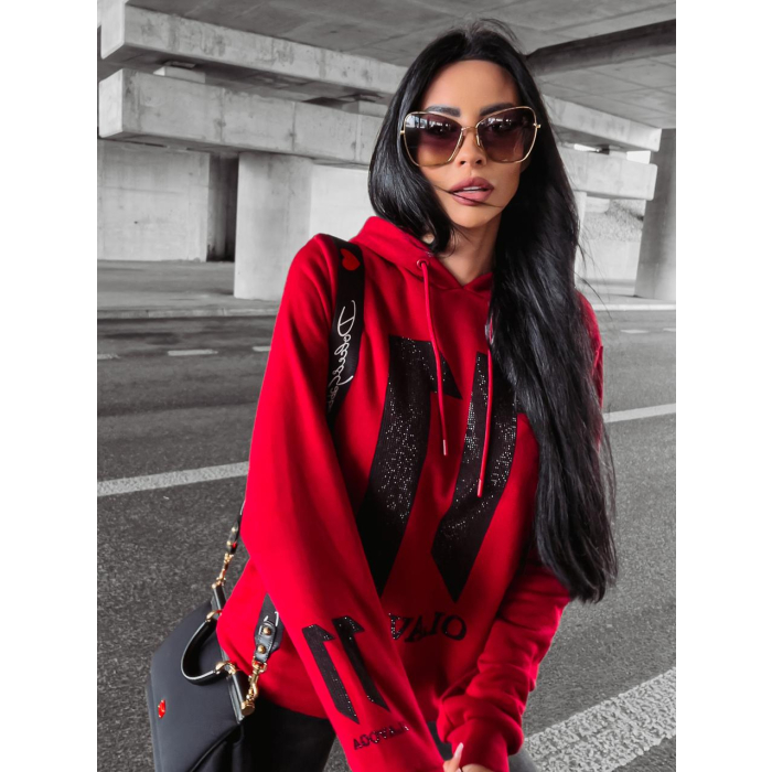 BLUZA BAWEŁNIANA UNISEX Z KAPTUREM 11 CEKINOWA OLAVOGA NUKUS BORDO