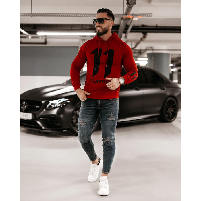 BLUZA BAWEŁNIANA UNISEX Z KAPTUREM 11 CEKINOWA OLAVOGA NUKUS BORDO