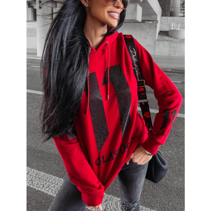 BLUZA BAWEŁNIANA UNISEX Z KAPTUREM 11 CEKINOWA OLAVOGA NUKUS BORDO