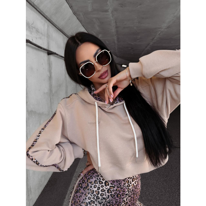 BLUZA BAWEŁNIANA Z PRINTEM ZWIERZĘCYM JULIE BEIGE