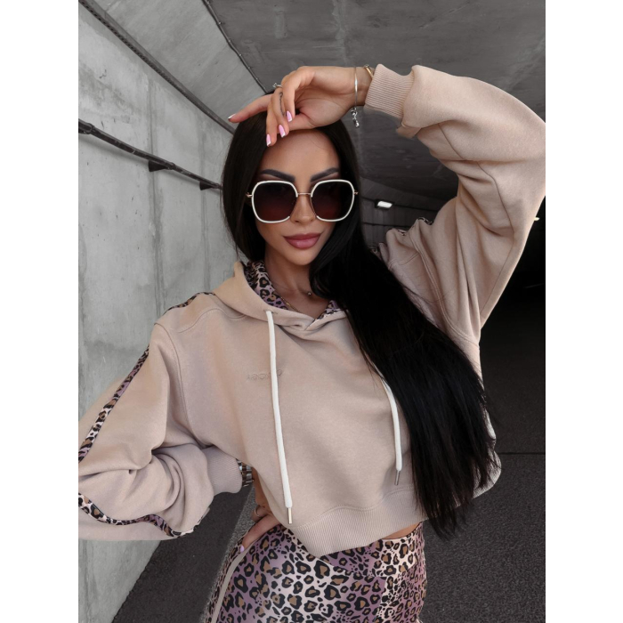 BLUZA BAWEŁNIANA Z PRINTEM ZWIERZĘCYM JULIE BEIGE