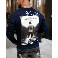 BLUZA MĘSKA BAWEŁNIANA Z NADRUKIEM I CHLAPANIEM FARBĄ EMIL GRANAT