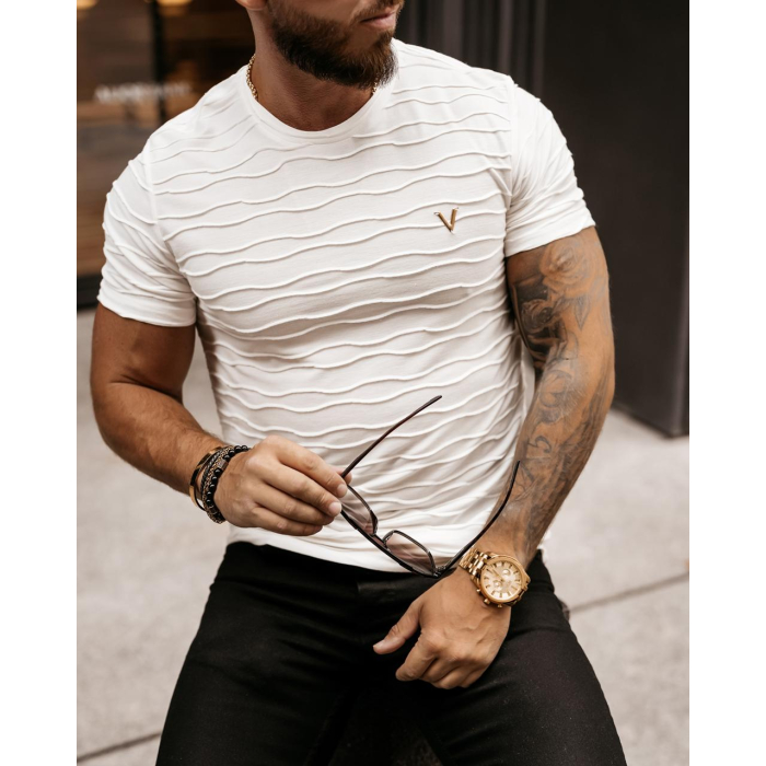 BLUZKA T-SHIRT MĘSKI SLIM FIT VORDER WHITE