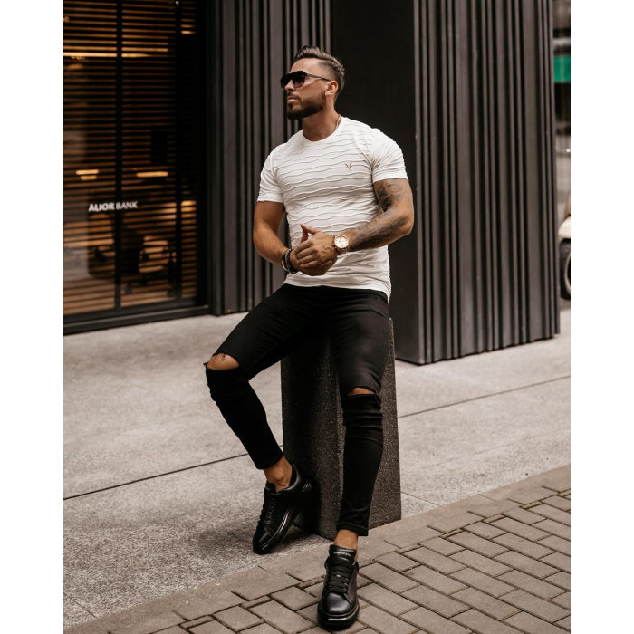 BLUZKA T-SHIRT MĘSKI SLIM FIT VORDER WHITE