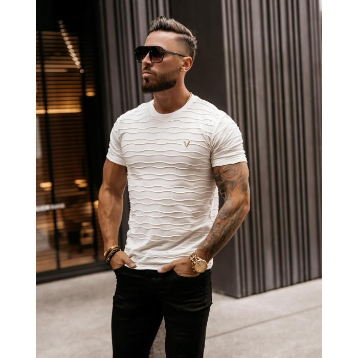 BLUZKA T-SHIRT MĘSKI SLIM FIT VORDER WHITE