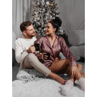PIŻAMA DAMSKA OLAVOGA CHRISTMAS TIME DARK BEIGE