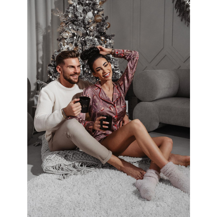 PIŻAMA DAMSKA OLAVOGA CHRISTMAS TIME DARK BEIGE