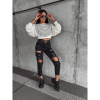 SPODNIE JEANSOWE DENIM Z PRZETARCIAMI I ROZDARCIAMI GARO GRAFIT