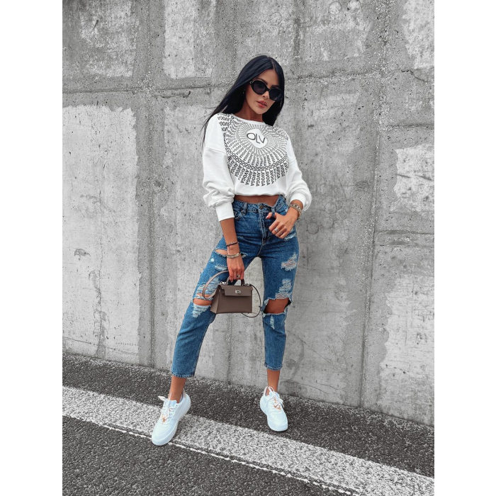 SPODNIE JEANSOWE DENIM Z PRZETARCIAMI I ROZDARCIAMI GARO BLUE