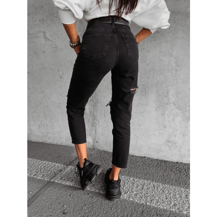 SPODNIE JEANSOWE DENIM Z PRZETARCIAMI I ROZDARCIAMI GARO GRAFIT