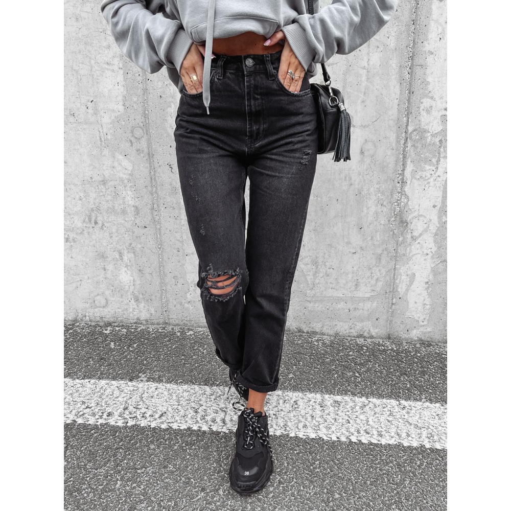 SPODNIE JEANSOWE DENIM Z PRZETARCIAMI LASTRO BLACK