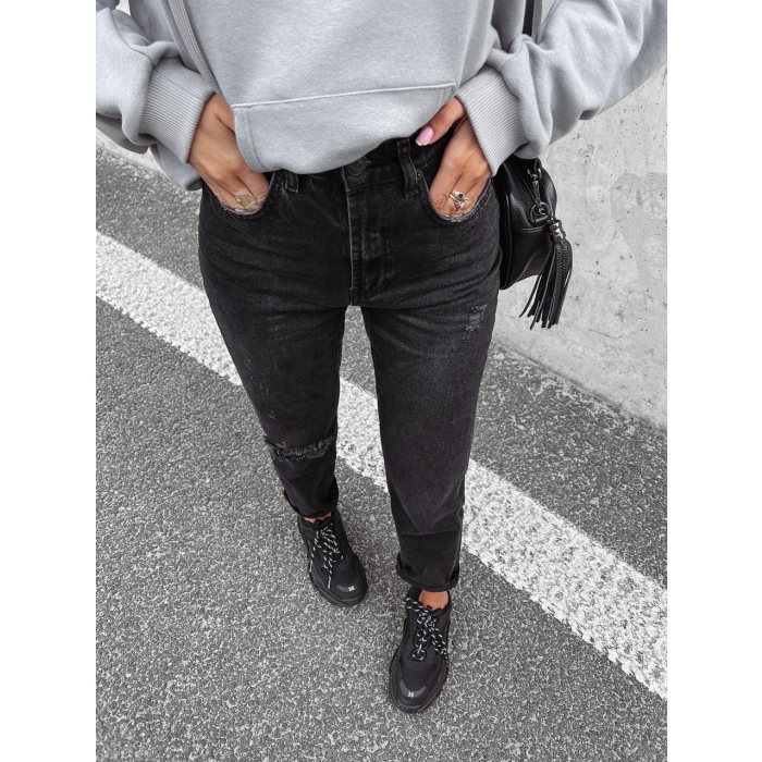 SPODNIE JEANSOWE DENIM Z PRZETARCIAMI LASTRO BLACK