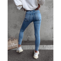 SPODNIE JEANSOWE FIT MOM Z PRZETARCIAMI FUTURE BLUE