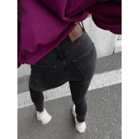 SPODNIE JEANSOWE FIT MOM Z PRZETARCIAMI FUTURE BLACK