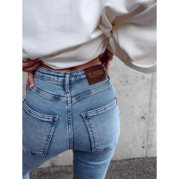 SPODNIE JEANSOWE FIT MOM Z PRZETARCIAMI FUTURE BLUE