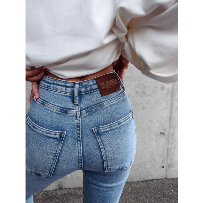 SPODNIE JEANSOWE FIT MOM Z PRZETARCIAMI FUTURE BLUE