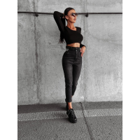 SPODNIE JEANSOWE NA GUZIKI GRAF BLACK